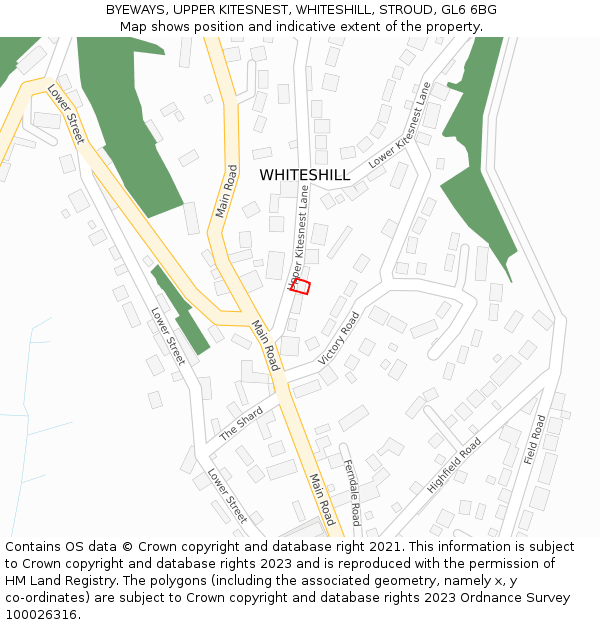 BYEWAYS, UPPER KITESNEST, WHITESHILL, STROUD, GL6 6BG: Location map and indicative extent of plot