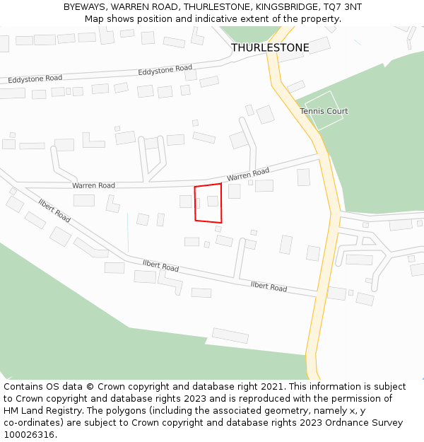 BYEWAYS, WARREN ROAD, THURLESTONE, KINGSBRIDGE, TQ7 3NT: Location map and indicative extent of plot