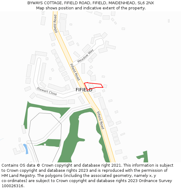 BYWAYS COTTAGE, FIFIELD ROAD, FIFIELD, MAIDENHEAD, SL6 2NX: Location map and indicative extent of plot