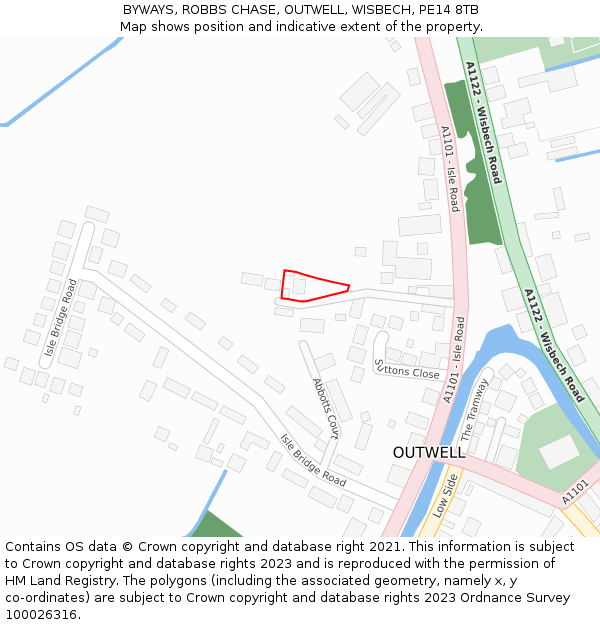 BYWAYS, ROBBS CHASE, OUTWELL, WISBECH, PE14 8TB: Location map and indicative extent of plot