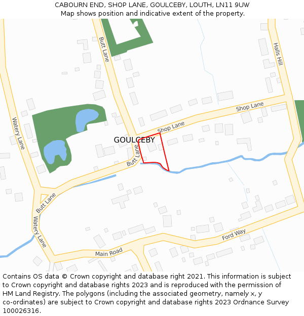 CABOURN END, SHOP LANE, GOULCEBY, LOUTH, LN11 9UW: Location map and indicative extent of plot