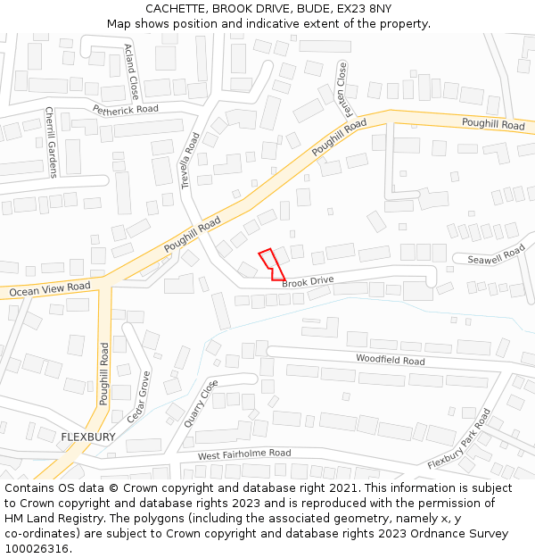 CACHETTE, BROOK DRIVE, BUDE, EX23 8NY: Location map and indicative extent of plot