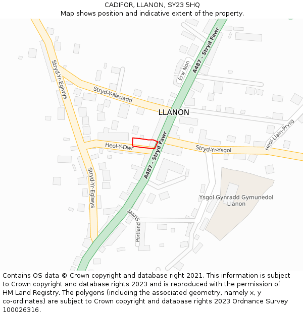 CADIFOR, LLANON, SY23 5HQ: Location map and indicative extent of plot