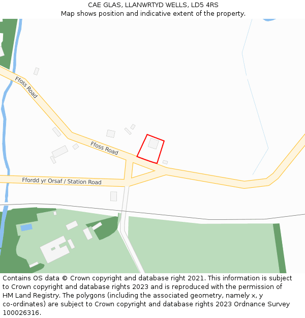 CAE GLAS, LLANWRTYD WELLS, LD5 4RS: Location map and indicative extent of plot