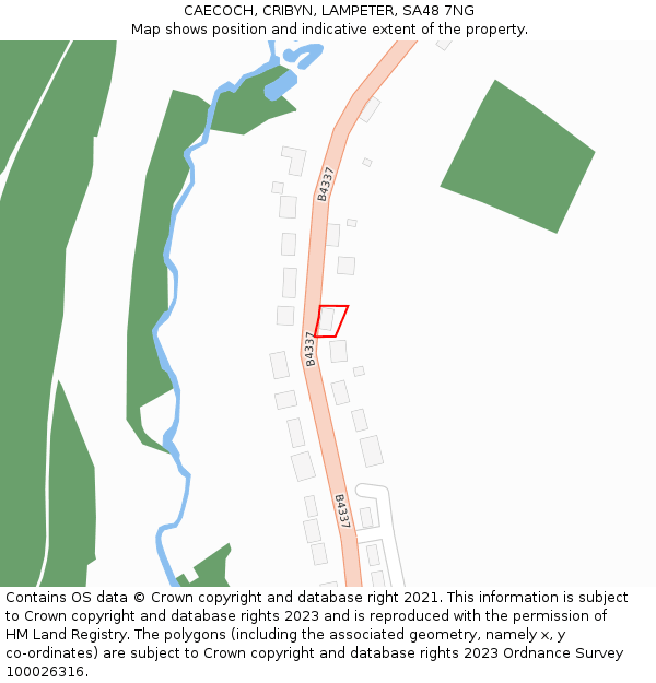 CAECOCH, CRIBYN, LAMPETER, SA48 7NG: Location map and indicative extent of plot