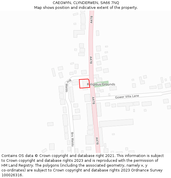 CAEGWYN, CLYNDERWEN, SA66 7NQ: Location map and indicative extent of plot