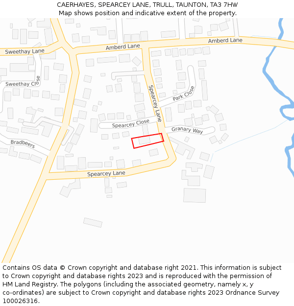 CAERHAYES, SPEARCEY LANE, TRULL, TAUNTON, TA3 7HW: Location map and indicative extent of plot
