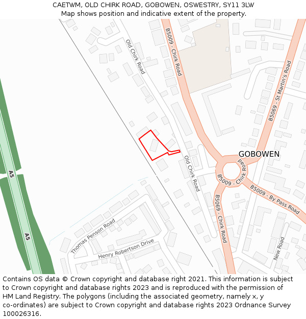 CAETWM, OLD CHIRK ROAD, GOBOWEN, OSWESTRY, SY11 3LW: Location map and indicative extent of plot