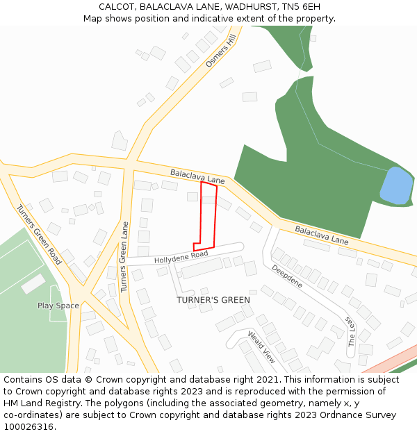 CALCOT, BALACLAVA LANE, WADHURST, TN5 6EH: Location map and indicative extent of plot