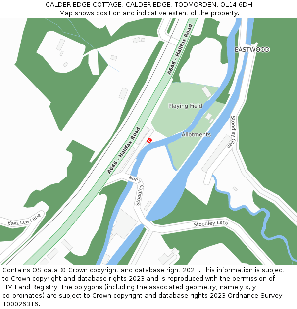 CALDER EDGE COTTAGE, CALDER EDGE, TODMORDEN, OL14 6DH: Location map and indicative extent of plot