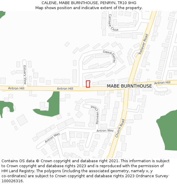 CALENE, MABE BURNTHOUSE, PENRYN, TR10 9HG: Location map and indicative extent of plot