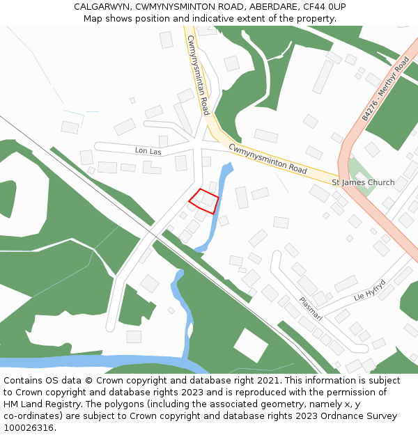 CALGARWYN, CWMYNYSMINTON ROAD, ABERDARE, CF44 0UP: Location map and indicative extent of plot