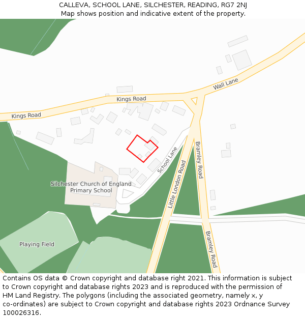 CALLEVA, SCHOOL LANE, SILCHESTER, READING, RG7 2NJ: Location map and indicative extent of plot