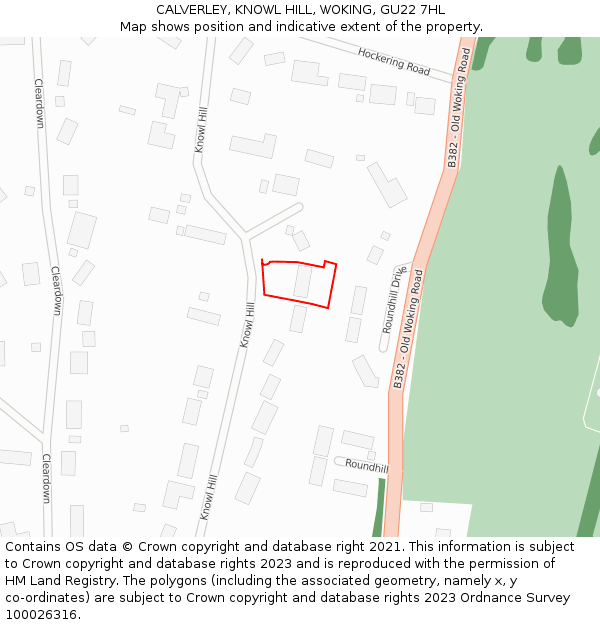 CALVERLEY, KNOWL HILL, WOKING, GU22 7HL: Location map and indicative extent of plot