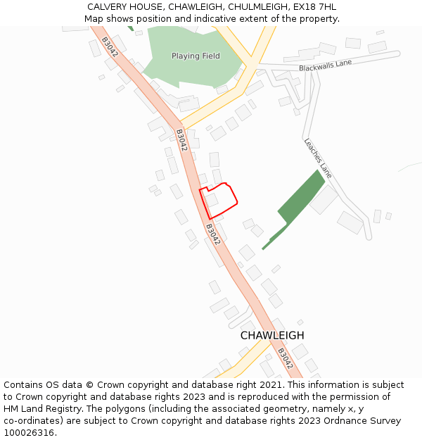 CALVERY HOUSE, CHAWLEIGH, CHULMLEIGH, EX18 7HL: Location map and indicative extent of plot