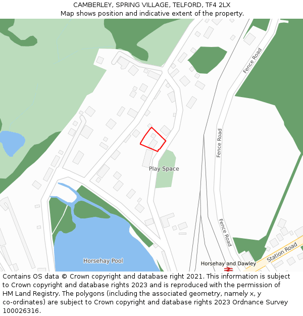 CAMBERLEY, SPRING VILLAGE, TELFORD, TF4 2LX: Location map and indicative extent of plot