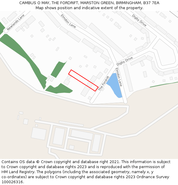 CAMBUS O MAY, THE FORDRIFT, MARSTON GREEN, BIRMINGHAM, B37 7EA: Location map and indicative extent of plot