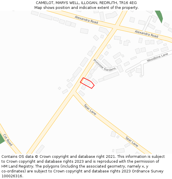 CAMELOT, MARYS WELL, ILLOGAN, REDRUTH, TR16 4EG: Location map and indicative extent of plot