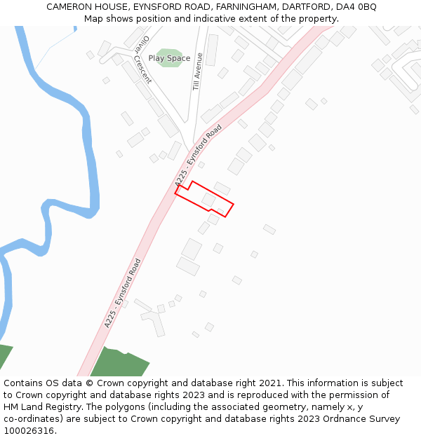 CAMERON HOUSE, EYNSFORD ROAD, FARNINGHAM, DARTFORD, DA4 0BQ: Location map and indicative extent of plot