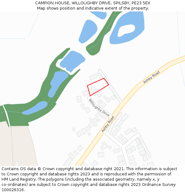 CAMPION HOUSE, WILLOUGHBY DRIVE, SPILSBY, PE23 5EX: Location map and indicative extent of plot