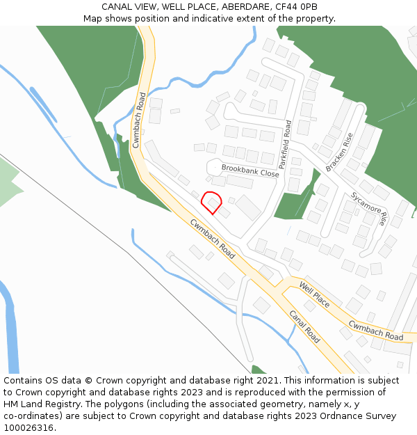 CANAL VIEW, WELL PLACE, ABERDARE, CF44 0PB: Location map and indicative extent of plot