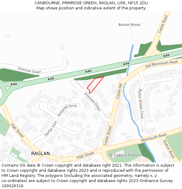 CANBOURNE, PRIMROSE GREEN, RAGLAN, USK, NP15 2DU: Location map and indicative extent of plot