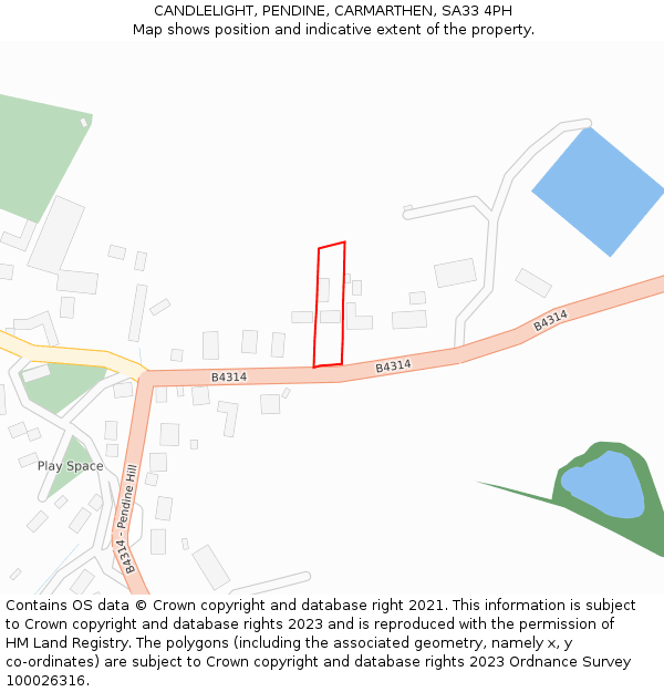 CANDLELIGHT, PENDINE, CARMARTHEN, SA33 4PH: Location map and indicative extent of plot