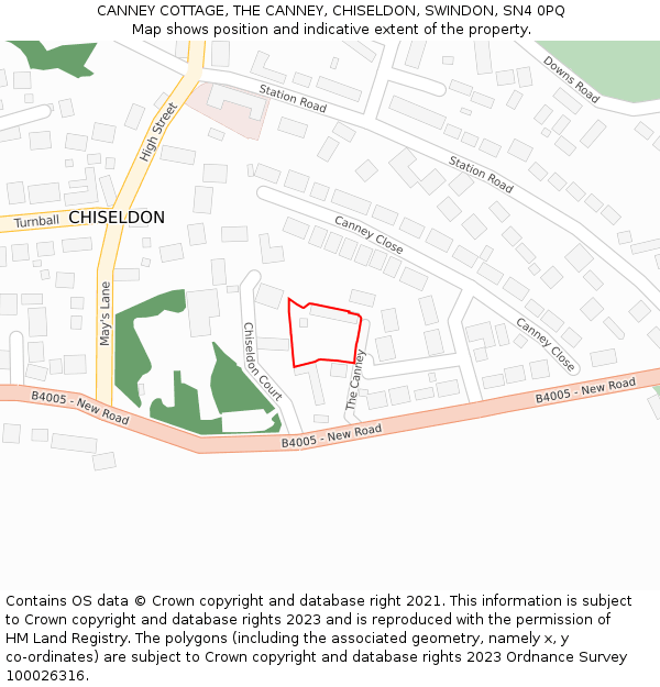 CANNEY COTTAGE, THE CANNEY, CHISELDON, SWINDON, SN4 0PQ: Location map and indicative extent of plot