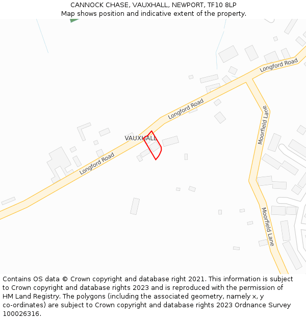 CANNOCK CHASE, VAUXHALL, NEWPORT, TF10 8LP: Location map and indicative extent of plot