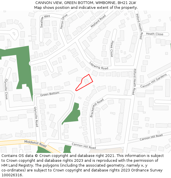 CANNON VIEW, GREEN BOTTOM, WIMBORNE, BH21 2LW: Location map and indicative extent of plot