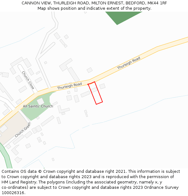 CANNON VIEW, THURLEIGH ROAD, MILTON ERNEST, BEDFORD, MK44 1RF: Location map and indicative extent of plot
