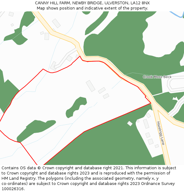 CANNY HILL FARM, NEWBY BRIDGE, ULVERSTON, LA12 8NX: Location map and indicative extent of plot