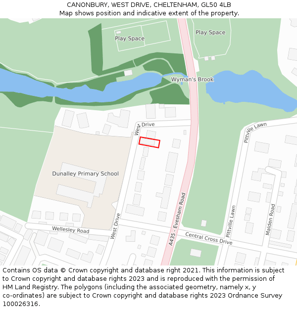 CANONBURY, WEST DRIVE, CHELTENHAM, GL50 4LB: Location map and indicative extent of plot