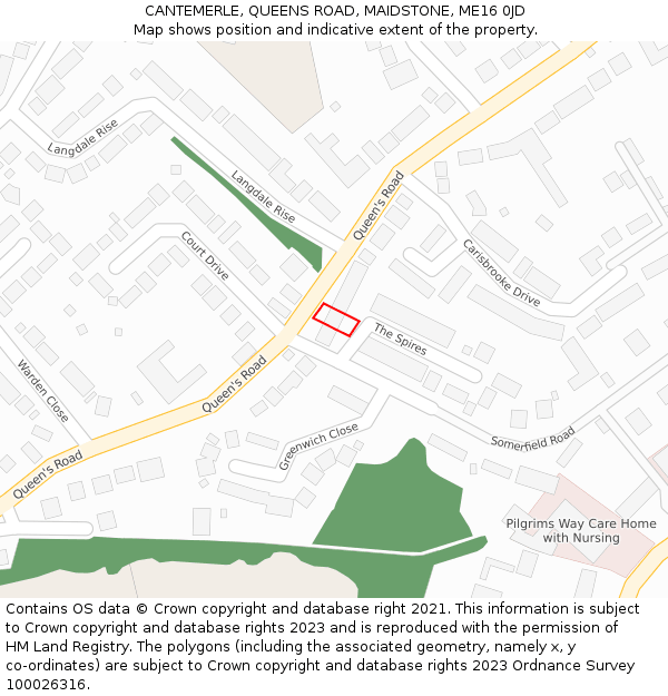 CANTEMERLE, QUEENS ROAD, MAIDSTONE, ME16 0JD: Location map and indicative extent of plot