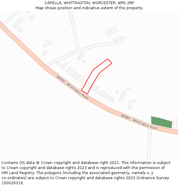 CAPELLA, WHITTINGTON, WORCESTER, WR5 2RP: Location map and indicative extent of plot