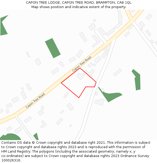 CAPON TREE LODGE, CAPON TREE ROAD, BRAMPTON, CA8 1QL: Location map and indicative extent of plot