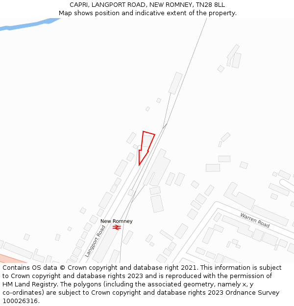 CAPRI, LANGPORT ROAD, NEW ROMNEY, TN28 8LL: Location map and indicative extent of plot