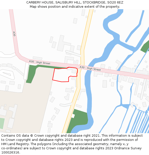 CARBERY HOUSE, SALISBURY HILL, STOCKBRIDGE, SO20 6EZ: Location map and indicative extent of plot