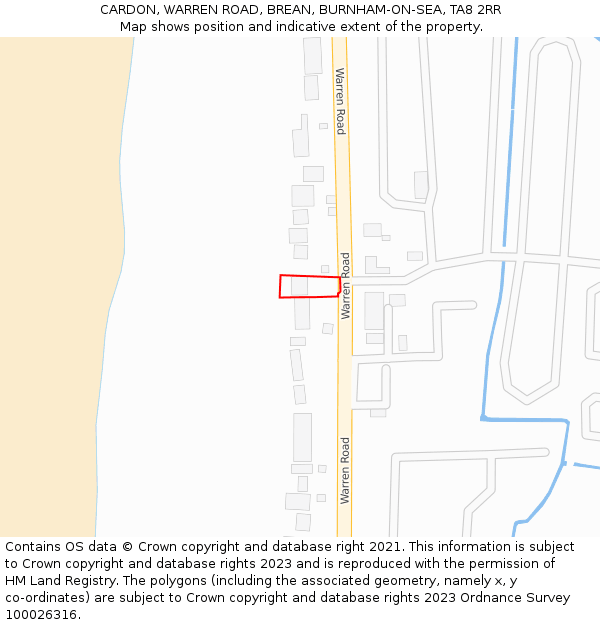 CARDON, WARREN ROAD, BREAN, BURNHAM-ON-SEA, TA8 2RR: Location map and indicative extent of plot