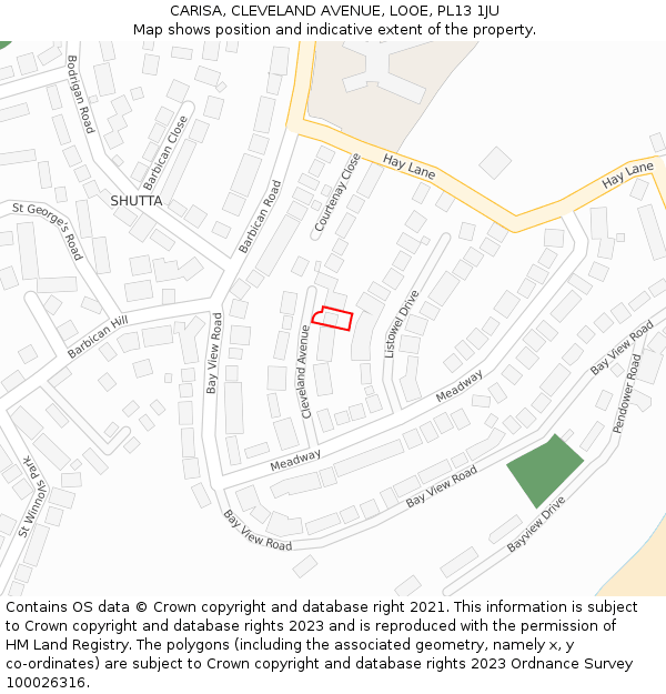 CARISA, CLEVELAND AVENUE, LOOE, PL13 1JU: Location map and indicative extent of plot