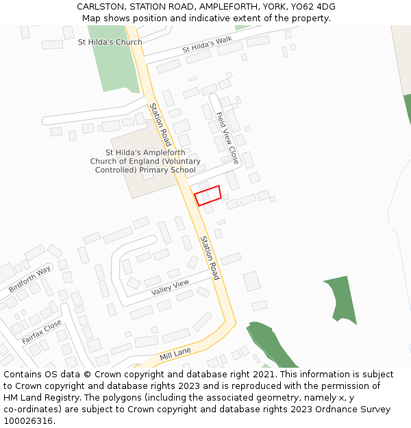 CARLSTON, STATION ROAD, AMPLEFORTH, YORK, YO62 4DG: Location map and indicative extent of plot