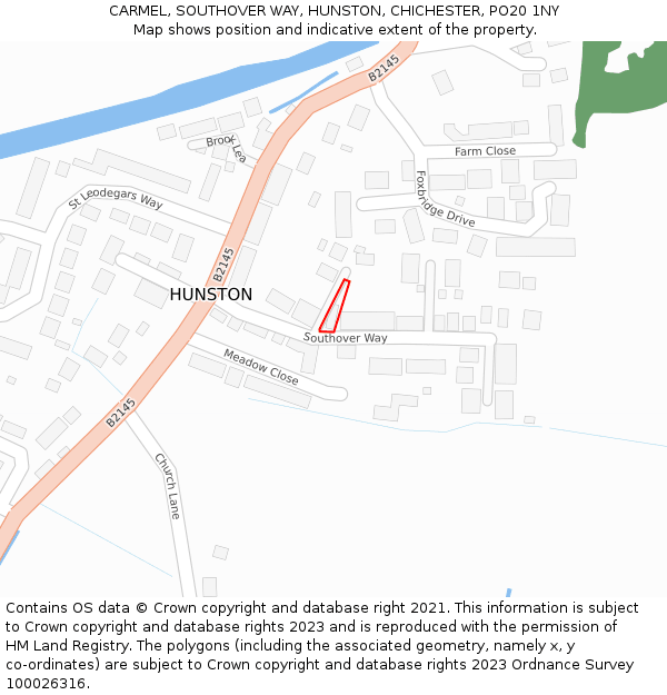 CARMEL, SOUTHOVER WAY, HUNSTON, CHICHESTER, PO20 1NY: Location map and indicative extent of plot