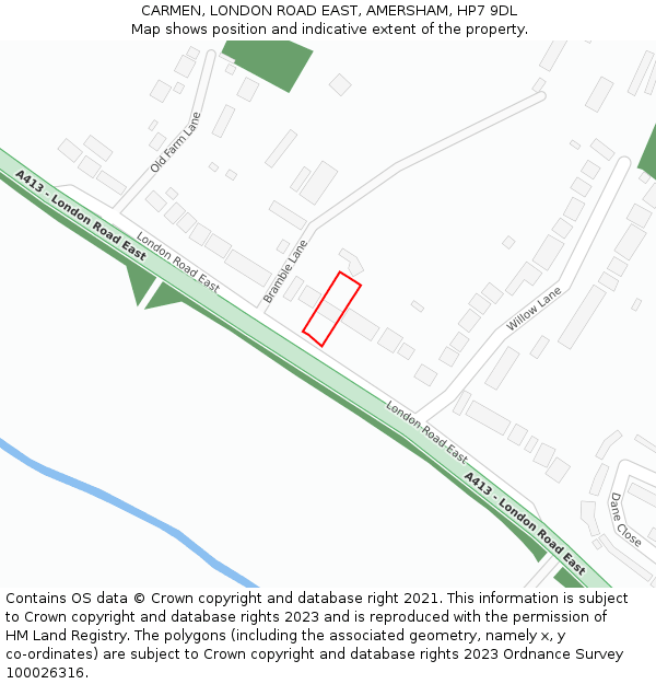 CARMEN, LONDON ROAD EAST, AMERSHAM, HP7 9DL: Location map and indicative extent of plot