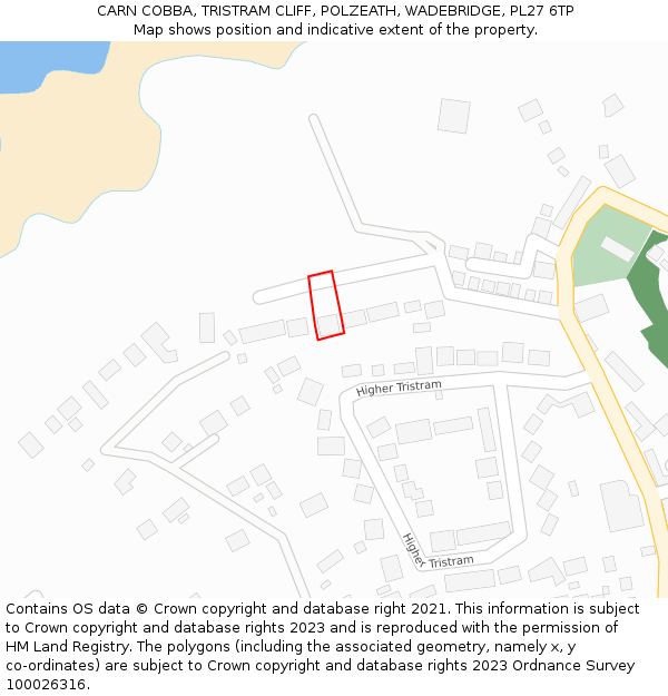 CARN COBBA, TRISTRAM CLIFF, POLZEATH, WADEBRIDGE, PL27 6TP: Location map and indicative extent of plot