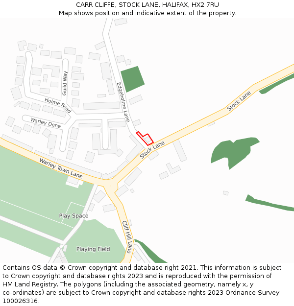 CARR CLIFFE, STOCK LANE, HALIFAX, HX2 7RU: Location map and indicative extent of plot