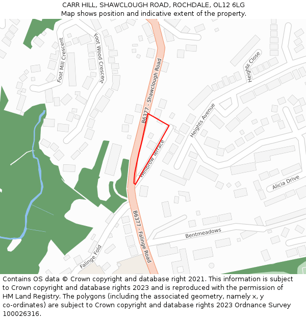 CARR HILL, SHAWCLOUGH ROAD, ROCHDALE, OL12 6LG: Location map and indicative extent of plot