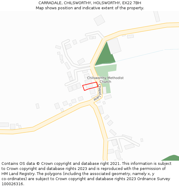 CARRADALE, CHILSWORTHY, HOLSWORTHY, EX22 7BH: Location map and indicative extent of plot