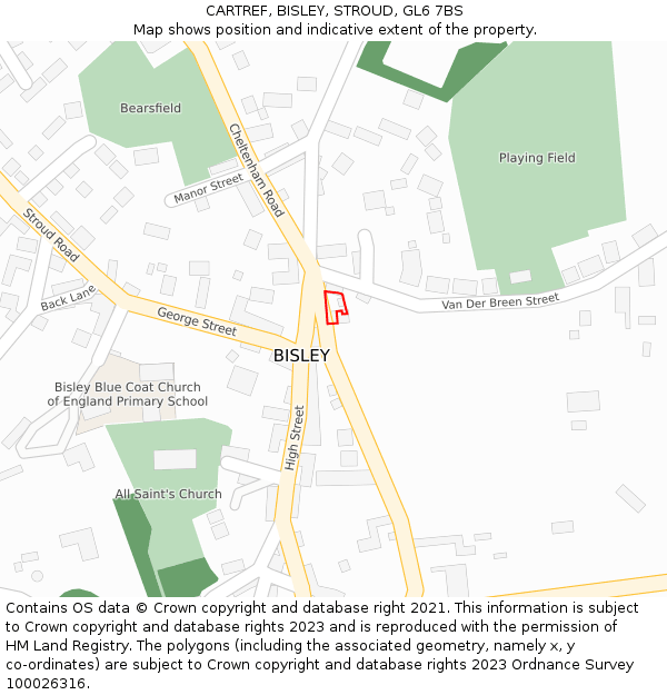 CARTREF, BISLEY, STROUD, GL6 7BS: Location map and indicative extent of plot