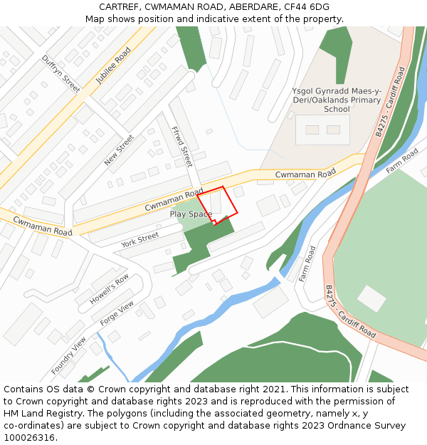 CARTREF, CWMAMAN ROAD, ABERDARE, CF44 6DG: Location map and indicative extent of plot