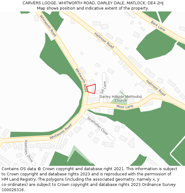 CARVERS LODGE, WHITWORTH ROAD, DARLEY DALE, MATLOCK, DE4 2HJ: Location map and indicative extent of plot